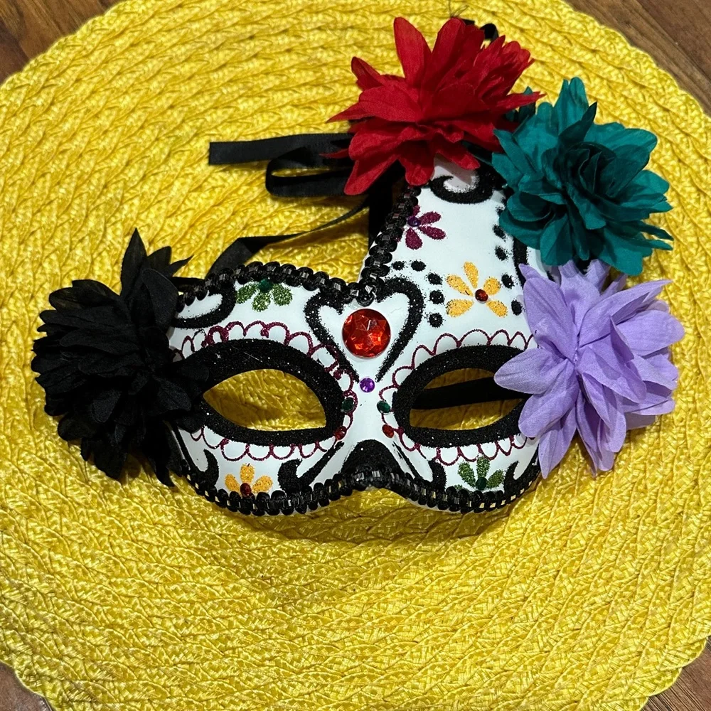 Colorful Floral Embellished Face Mask